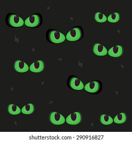 Glowing in the dark spooky green cat eyes vector.