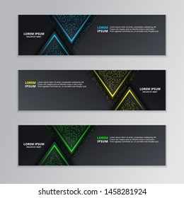Glowing Dark Techno Banner Template, Modern Neon Design Background Vector