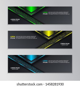 Glowing Dark Techno Banner Template, Modern Neon Design Background Vector