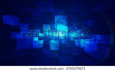 Glowing data 3d cubes abstract digital vector background. Perfect for AI concepts, big data visualization, technology presentations for websites and corporate media
