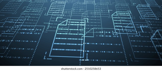 Glowing data patterns within a holographic folgers digital world