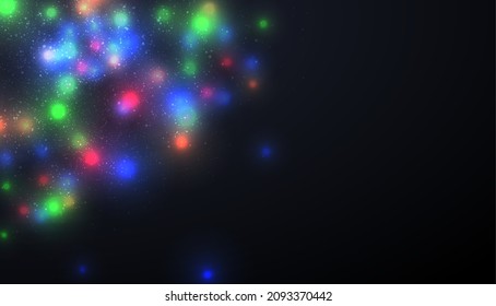 Glowing defocused Christmas lights garland illumination. Vector design