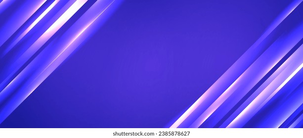 Glowing diagonal lines background. Deep blue neon gradient stripes wallpaper. Abstract motion effect light trails backdrop for banner, poster, presentation, cover, booklet, brochure, flyer. Vector