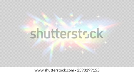 A glowing diagonal rainbow with a soft pastel gradient on a transparent background. Crystalline reflections add a mystical shimmer, making it perfect for fantasy compositions.