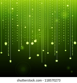 Glowing diamonds on a green background