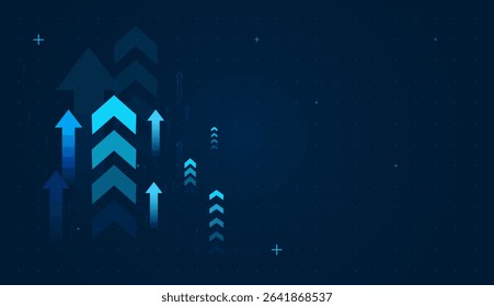 a glowing digital Arrows and layered arrows, this image conveys a sense of advanced technology and smart analytics. symbolizing business or personal growth and arrow concept vector