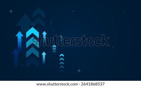 a glowing digital Arrows and layered arrows, this image conveys a sense of advanced technology and smart analytics. symbolizing business or personal growth and arrow concept vector