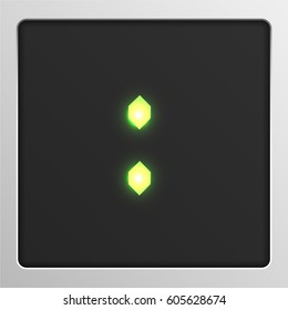 Glowing digital character from a typeface on a screen, vector illustration