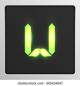 Glowing digital character from a typeface on a screen, vector illustration