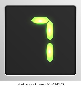 Glowing digital character from a typeface on a screen, vector illustration