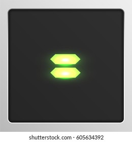 Glowing digital character from a typeface on a screen, vector illustration