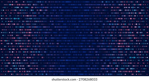 Los puntos digitales brillantes que forman un gradiente suave fluyen a través de un fondo oscuro, creando una textura abstracta moderna que representa el movimiento de datos, el movimiento y el diseño visual futurista.