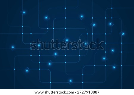 Glowing digital network background with connected lines and light nodes on dark blue surface, representing big data systems, data flow, technology infrastructure, and modern information networks.