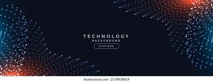 glowing digital technology particles banner design