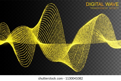 Glowing digital wave. Transparent light effect. Vector illustration.