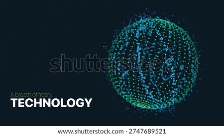 Glowing digital wireframe sphere neon data visualization concept