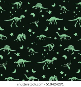glowing dinosaur bones vector pattern