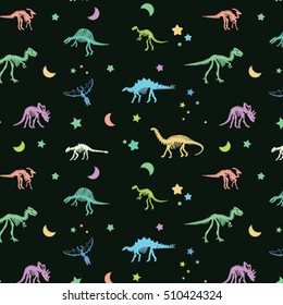 glowing dinosaur bones vector pattern