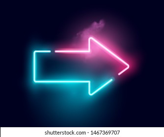 A glowing directional arrow neon sign. Vector illustration.