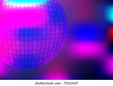 Glowing Disco Ball on Multicolor Background