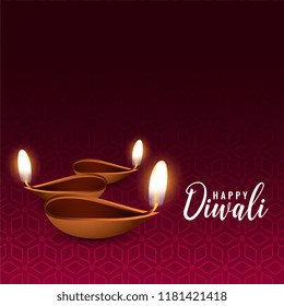 glowing diwali festival diya background