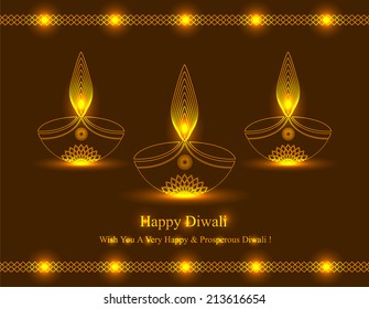 Glowing Diwali Lamps Design