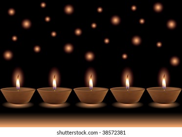 Glowing Diwali Lamps (Vector)