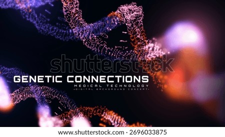 Glowing DNA Hellux Motion Genetic Connection, Futuristic Medical Technology Background.
