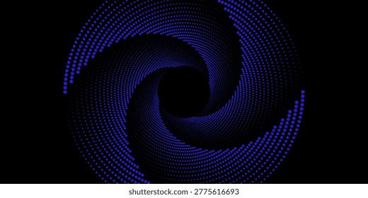 Glowing dots circle. Abstract blue neon lights background for your design
