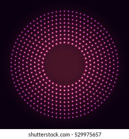 Glowing Dots Circle. Abstract Neon Lights Background For Your Design