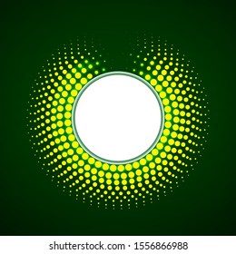 Glowing dots circle, halftone dotted background, vector