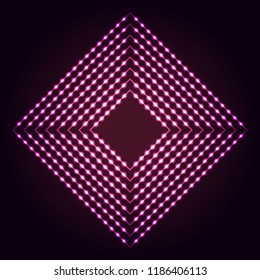 Glowing dots and lines. Square shape abstract neon lights background for your design