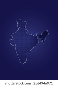 glowing dotted map India vector illustration