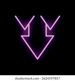 Glowing double arrow pointing down, great for indicating a direction with a retro feel