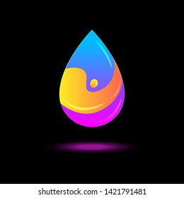 Glowing drop vector icon. 3d logo design. Drop sign.