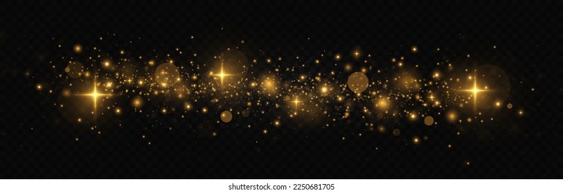 Glowing dust particles effect. Sparkling magic dust particles. White sparks and stars glitter special light effect.