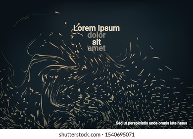 Glowing dynamic fluid particles in a flat style on a dark background.  Abstract template.  Flat design style.  Vector business illustration.