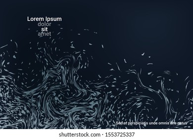 Glowing dynamic fluid particles in a flat style on a dark background.  Abstract template.  Flat design style.  Vector business illustration.