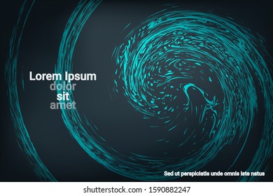 Glowing dynamic fluid particles in a flat style on a dark background.  Abstract template.  Liquid wave modern background. Colorful vector illustration for poster design.