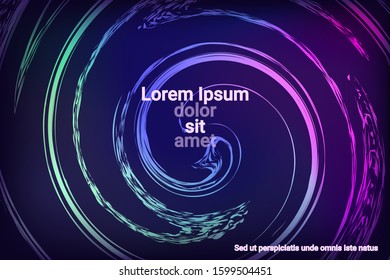 Glowing dynamic fluid particles in a flat style on a dark background.  Holiday concept. Flat design style.  Vector business illustration.
