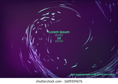 Glowing dynamic fluid particles in a flat style on a dark background.  