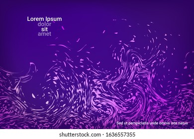 Glowing dynamic fluid particles in a flat style on a dark background.  Holiday concept. Fashionable fluid cover design. Vector business illustration.