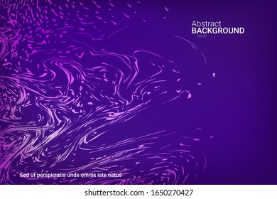 Glowing dynamic fluid particles in a flat style on a dark background.  Abstract template.  Liquid wave modern background. Vector business illustration.