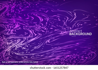 Glowing dynamic fluid particles in a flat style on a dark background.  Holiday concept. Liquid wave modern background. Abstract vector illustration.
