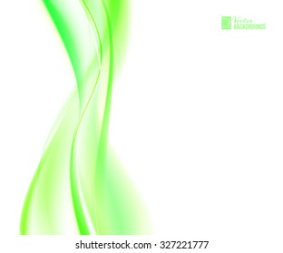 Glowing dynamic green wave on white background. Vector illustration, contains transparencies, gradients and effects.