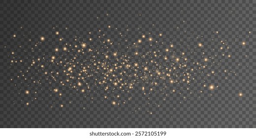 Glowing dynamic particles isolated on dark transparent background. Bright blurred lights. Abstract light effect of sparks. Vector illustration. EPS 10