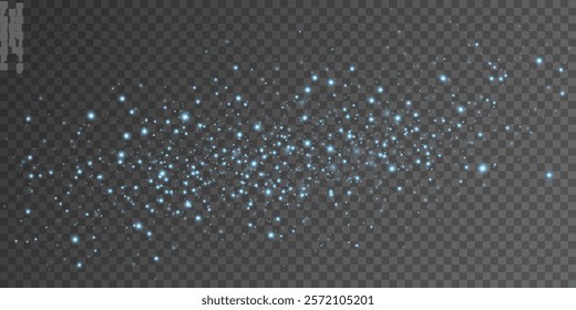 Glowing dynamic particles isolated on dark transparent background. Bright blurred lights. Abstract light effect. Glares and flares. Vector illustration. EPS 10