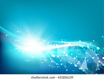 Glowing dynamic wave on an blue background. Vector illustration