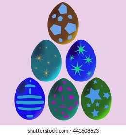 Glowing Easter Eggs. The effect is negative, a set of nine pieces.