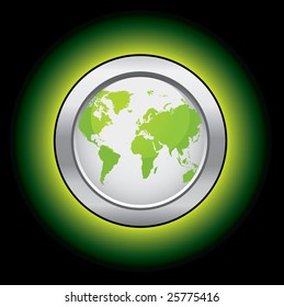 Glowing ecology globe button